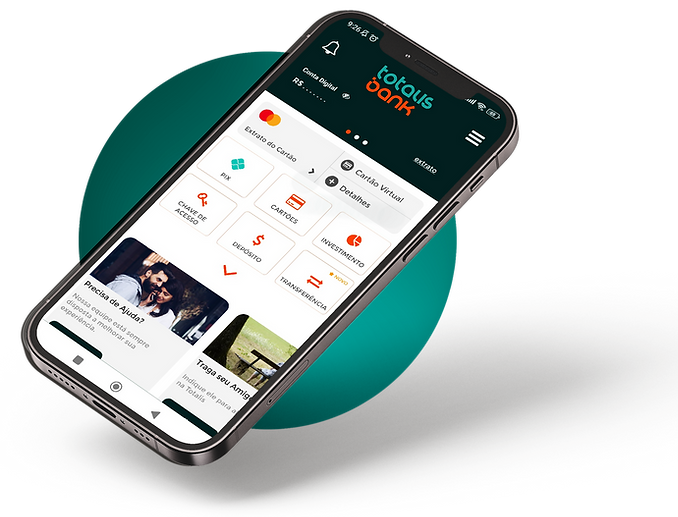 Aplicativo Totalis Bank no smartphone